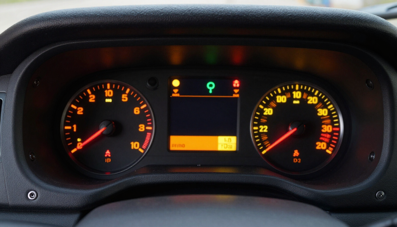 Truck instrument cluster with warning lights