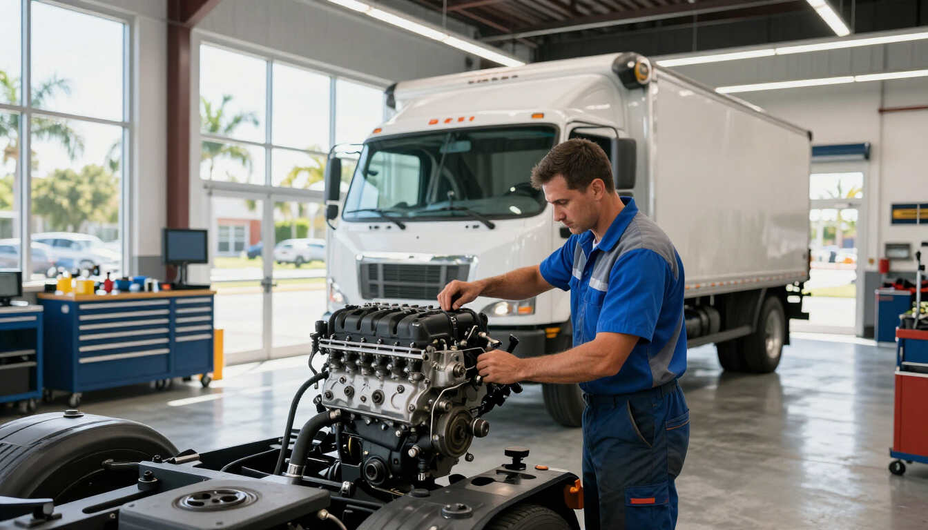 ASE Certified technician installing a engine