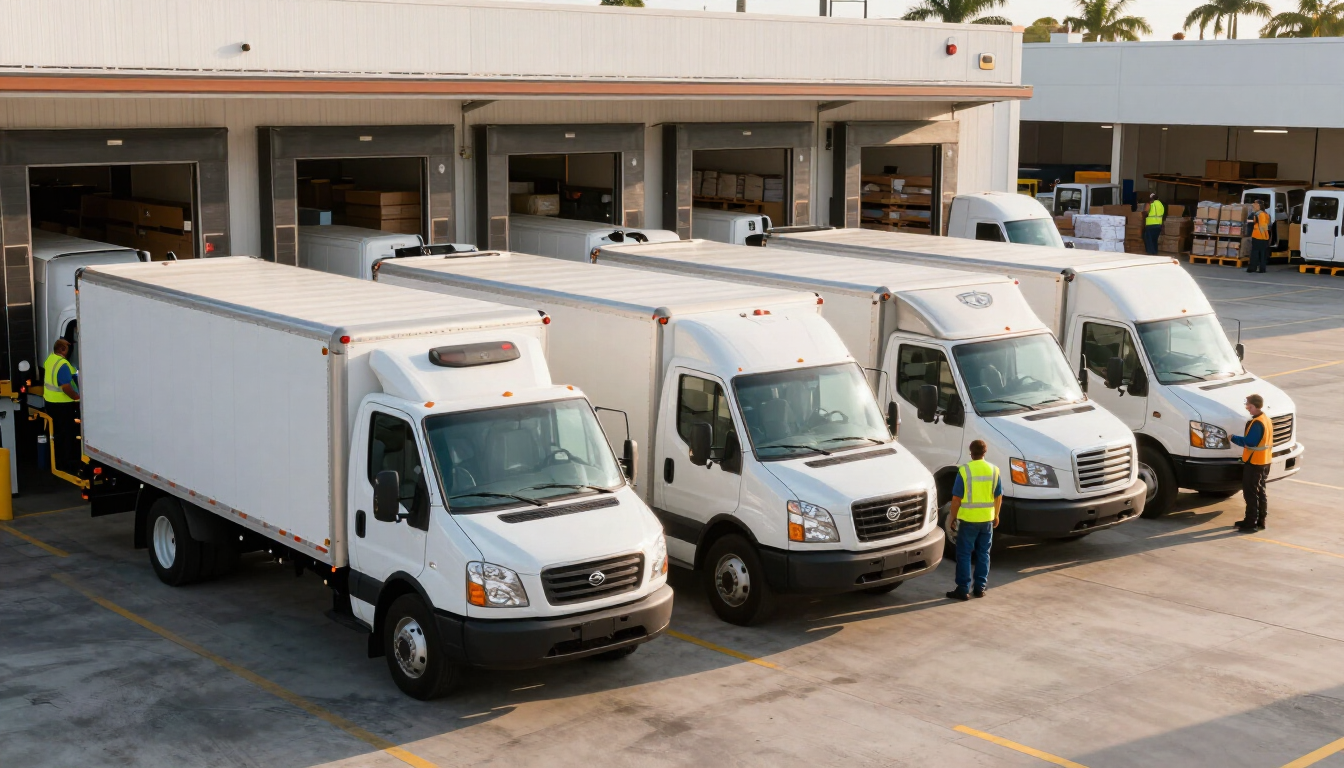 Fleet maintenance check for box trucks before holiday delivery peak