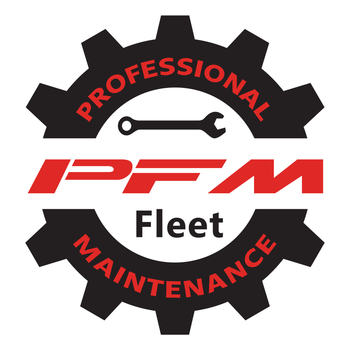 Logo for Professional Fleet Maintenance: a red/black cog with the initials