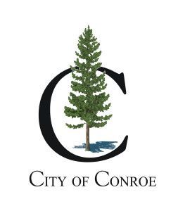 City of Conroe logo with a pine tree inside a black C and text below