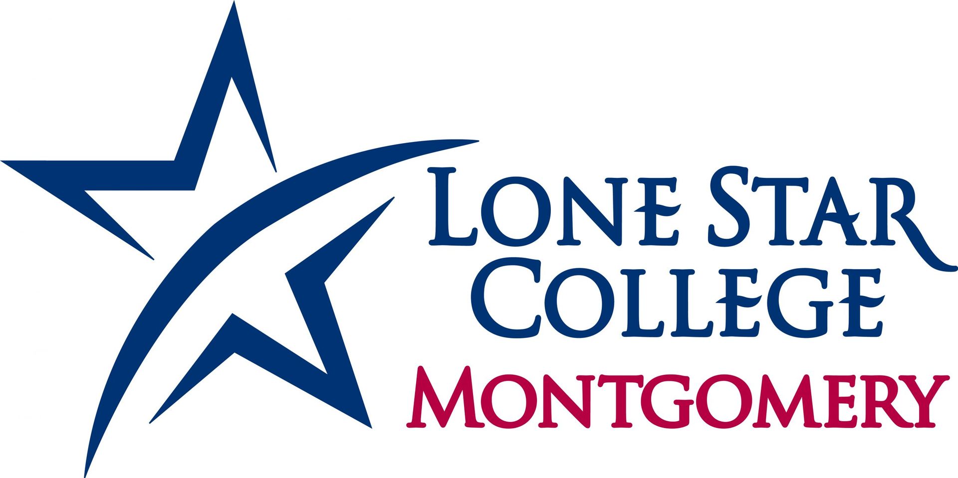 Lone Star College Montgomery logo in blue and red with a stylized star.