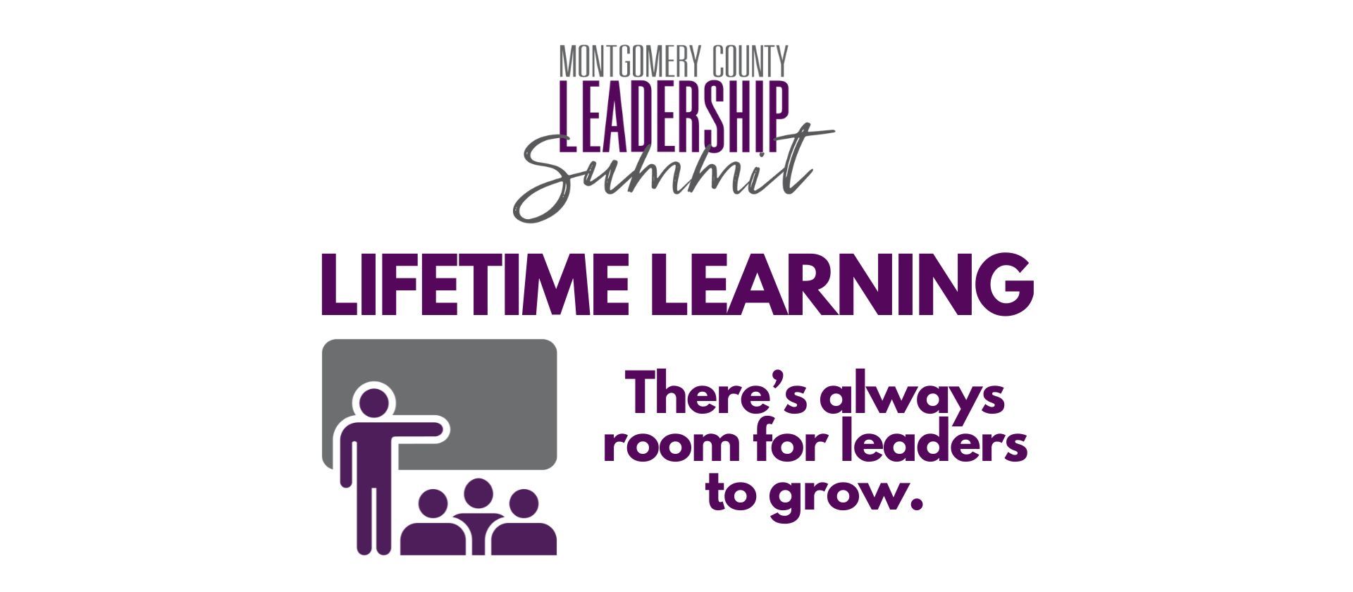 Lifetme Learning Summit logo with purple text and icon, reading “There’s always room for leaders to grow.”