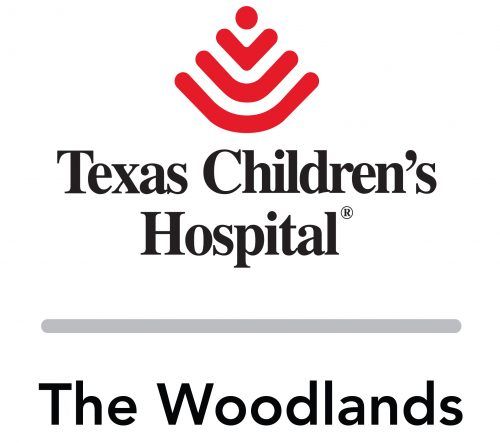 Texas Children’s Hospital logo with “The Woodlands” in black text on white background