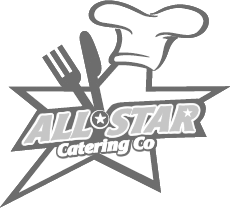 All Star Catering Co. logo with chef hat, utensils, and star graphic