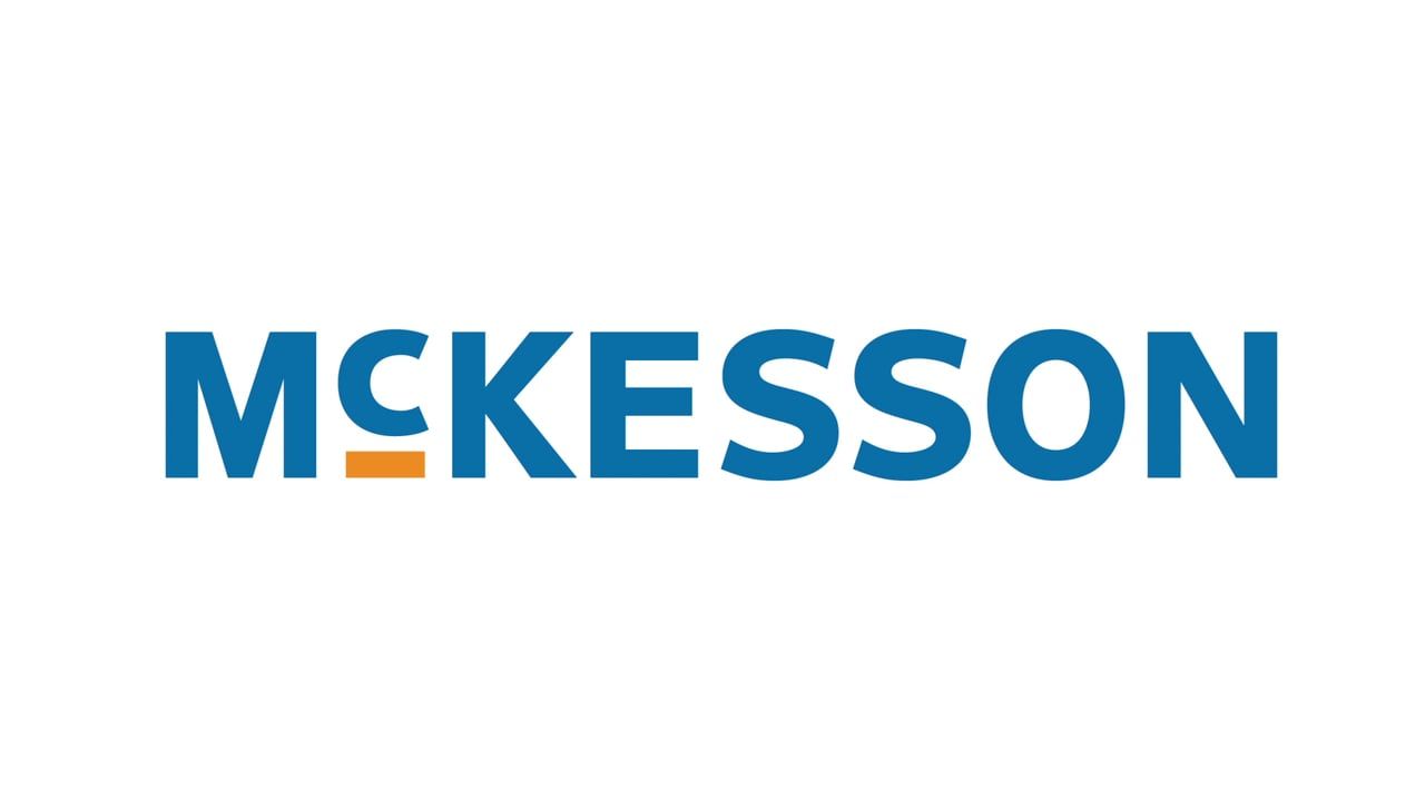 McKesson logo in blue lettering with a stylized orange and blue “M” on a white background