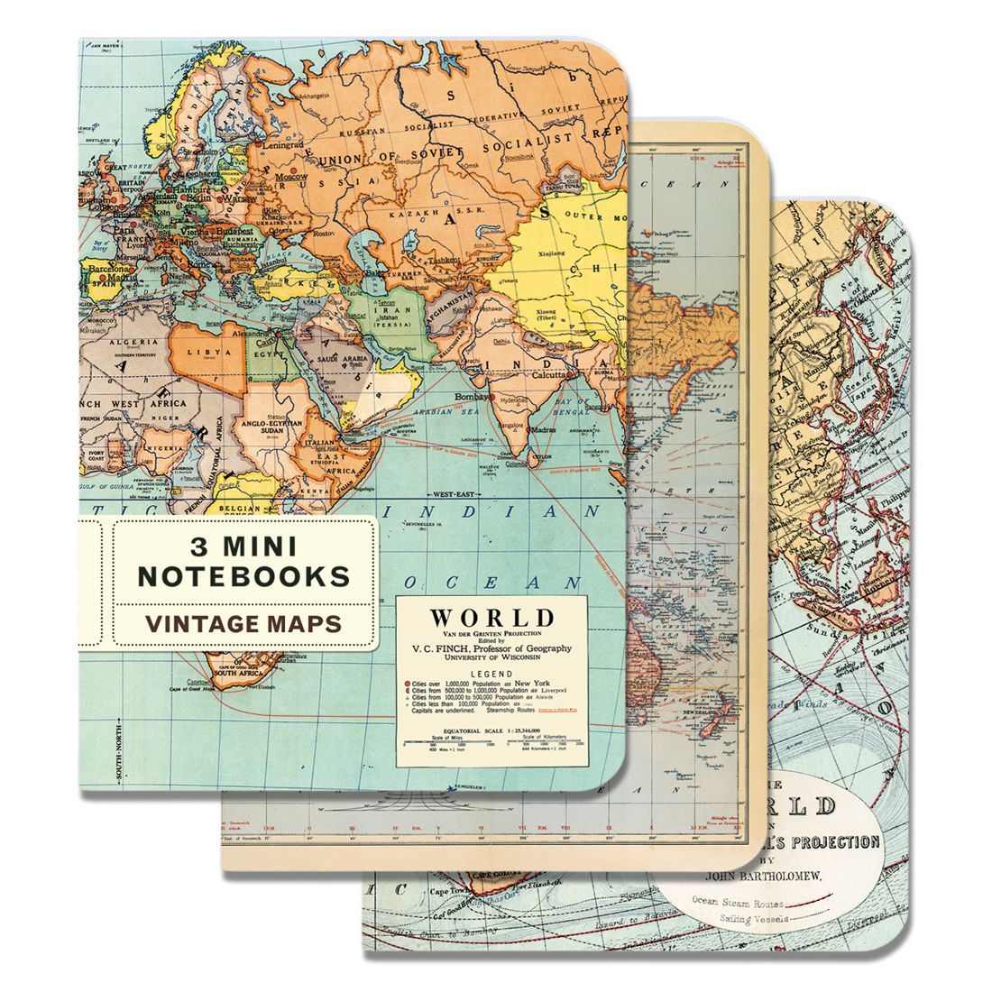 Mini Caderno Vintage World Maps (10X14cm)