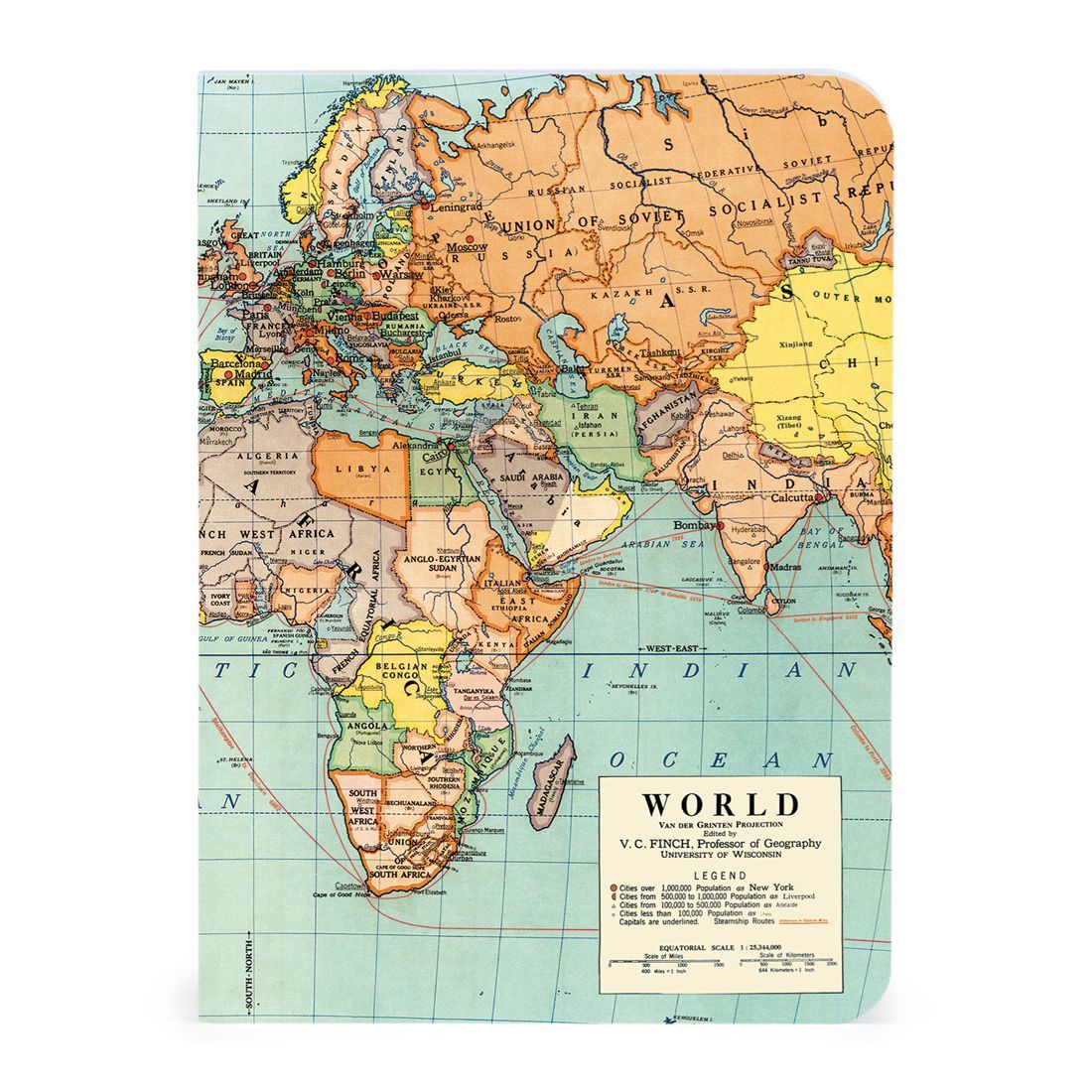 Mini Caderno Vintage World Maps (10X14cm)