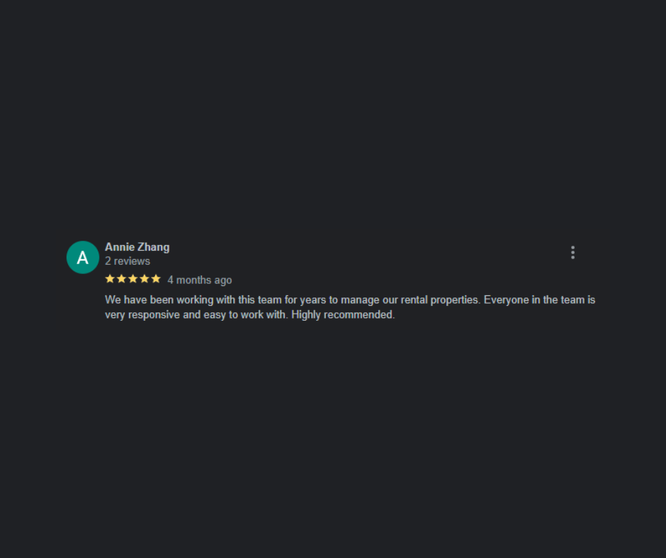 Annie Zhang - Google Review - 5 stars