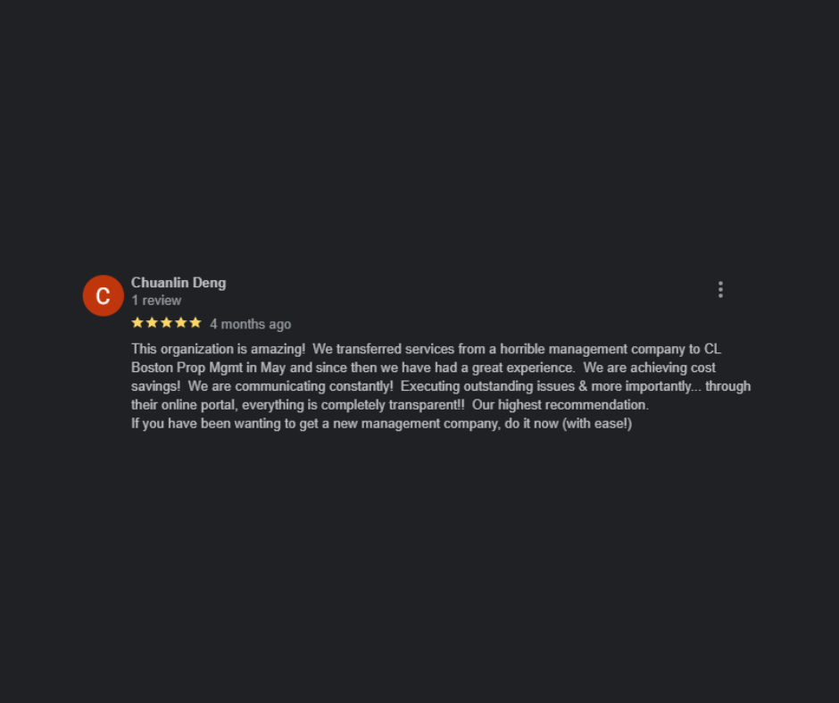 Chuanlin Deng Google review - 5 stars