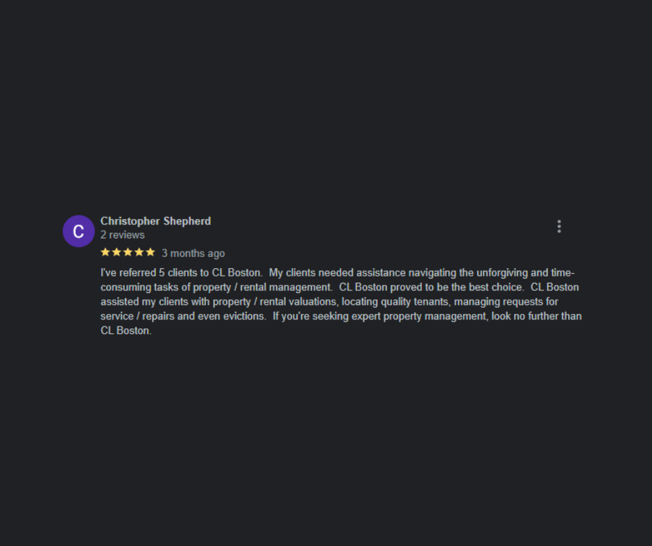 Christopher Shepherd Google review - 5 stars