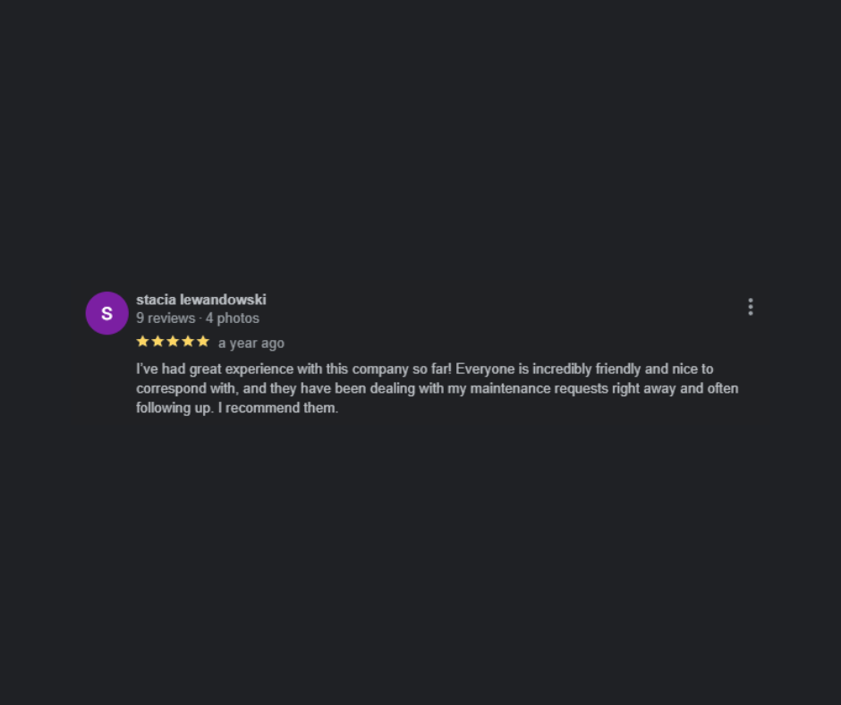 Stacia Lewandowski Google review - 5 Stars