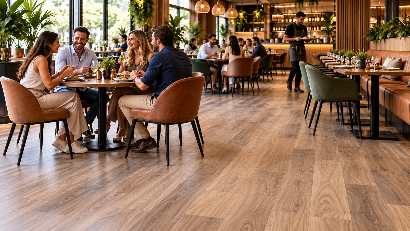 Commercial vinyl flooring in a modern restaurant café in Gauteng