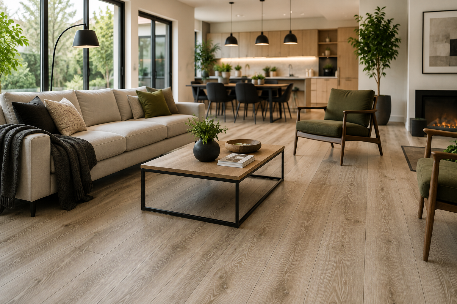 Luxury living room with affordable laminate floor by Picasso Laminate Flooring in Pretoria Gauteng