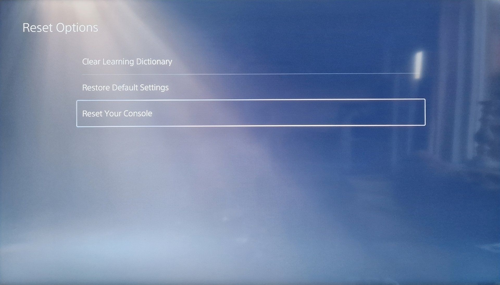 PS5 Reset Your Console