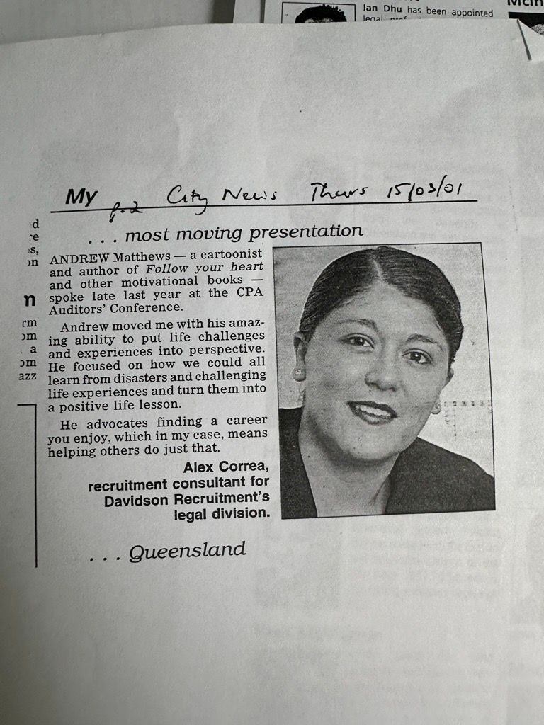 brisbane legal recruitment alex correa newspaper snippet