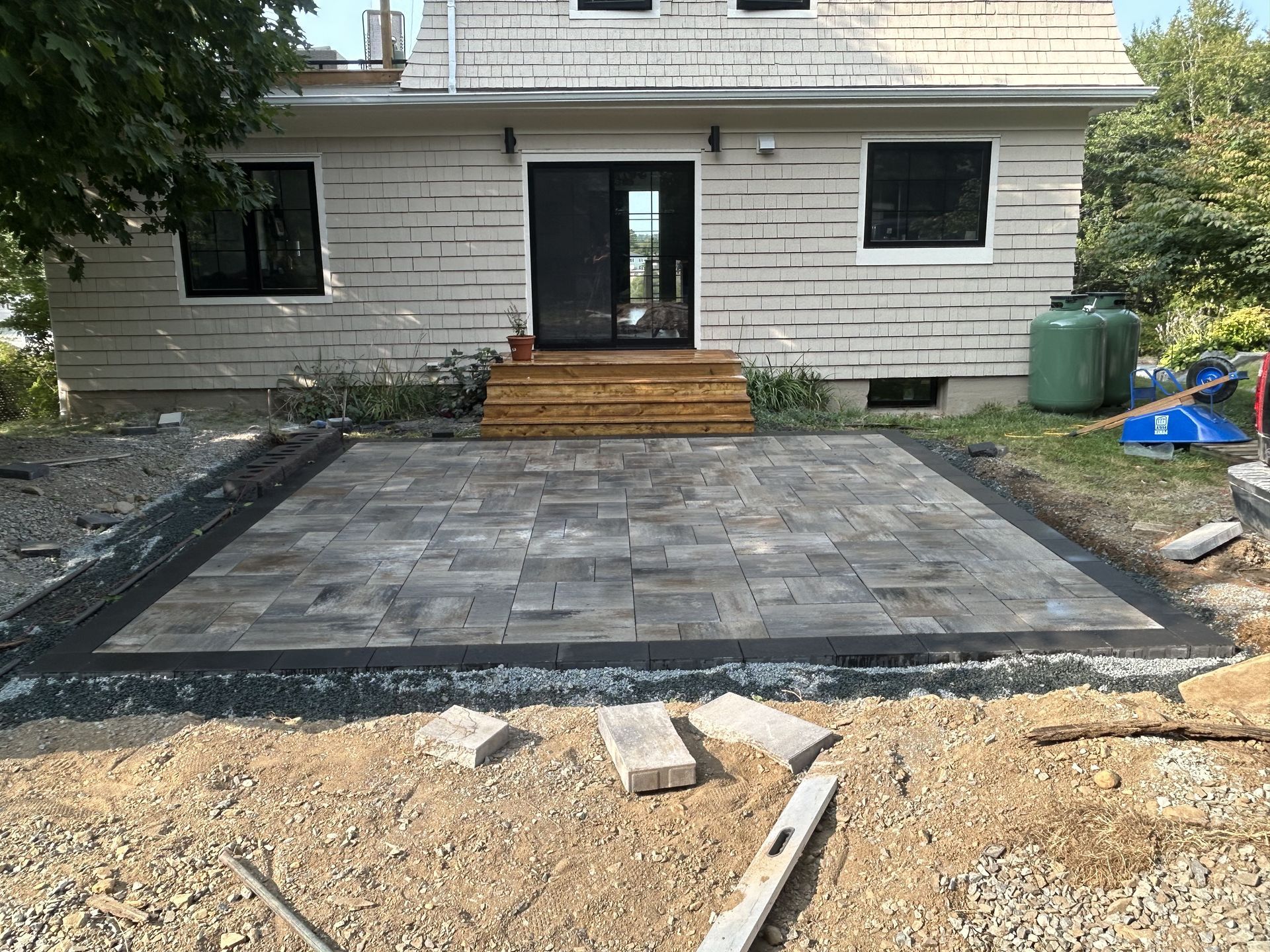 patio recently build in a backyard