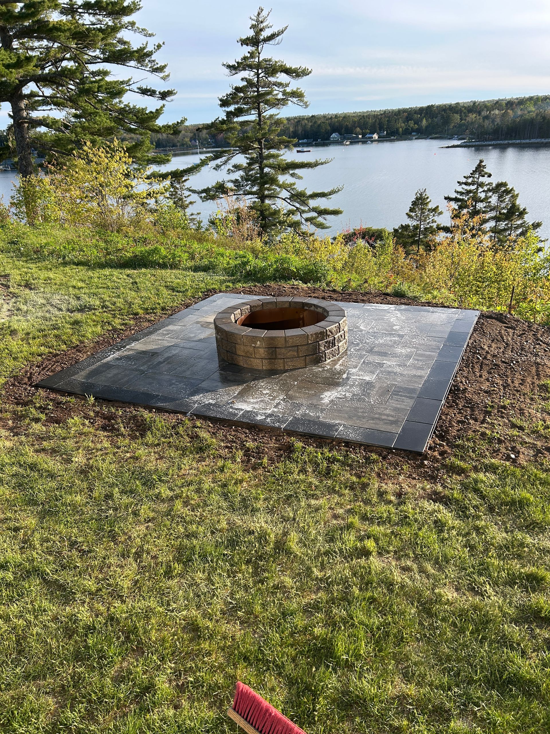 Interlocking paver patio installation and outdoor living space in Bedford Nova Scotia