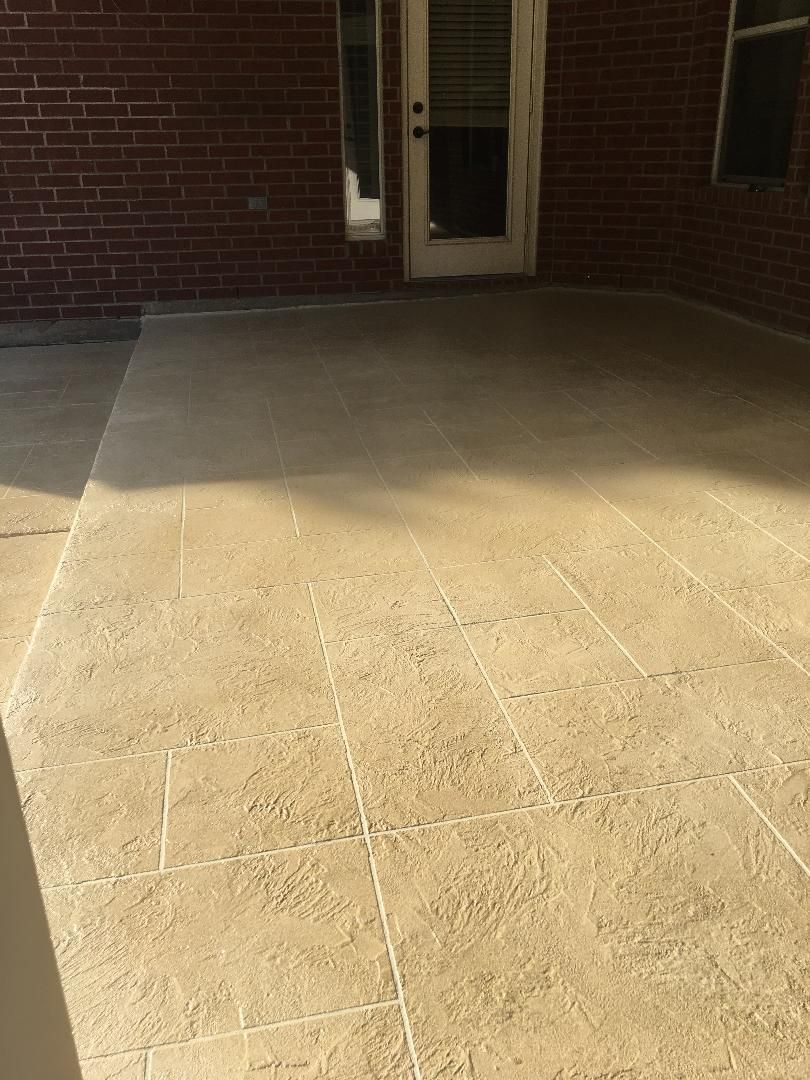 Stamped concrete pool deck resurfacing project, Montgomery TX