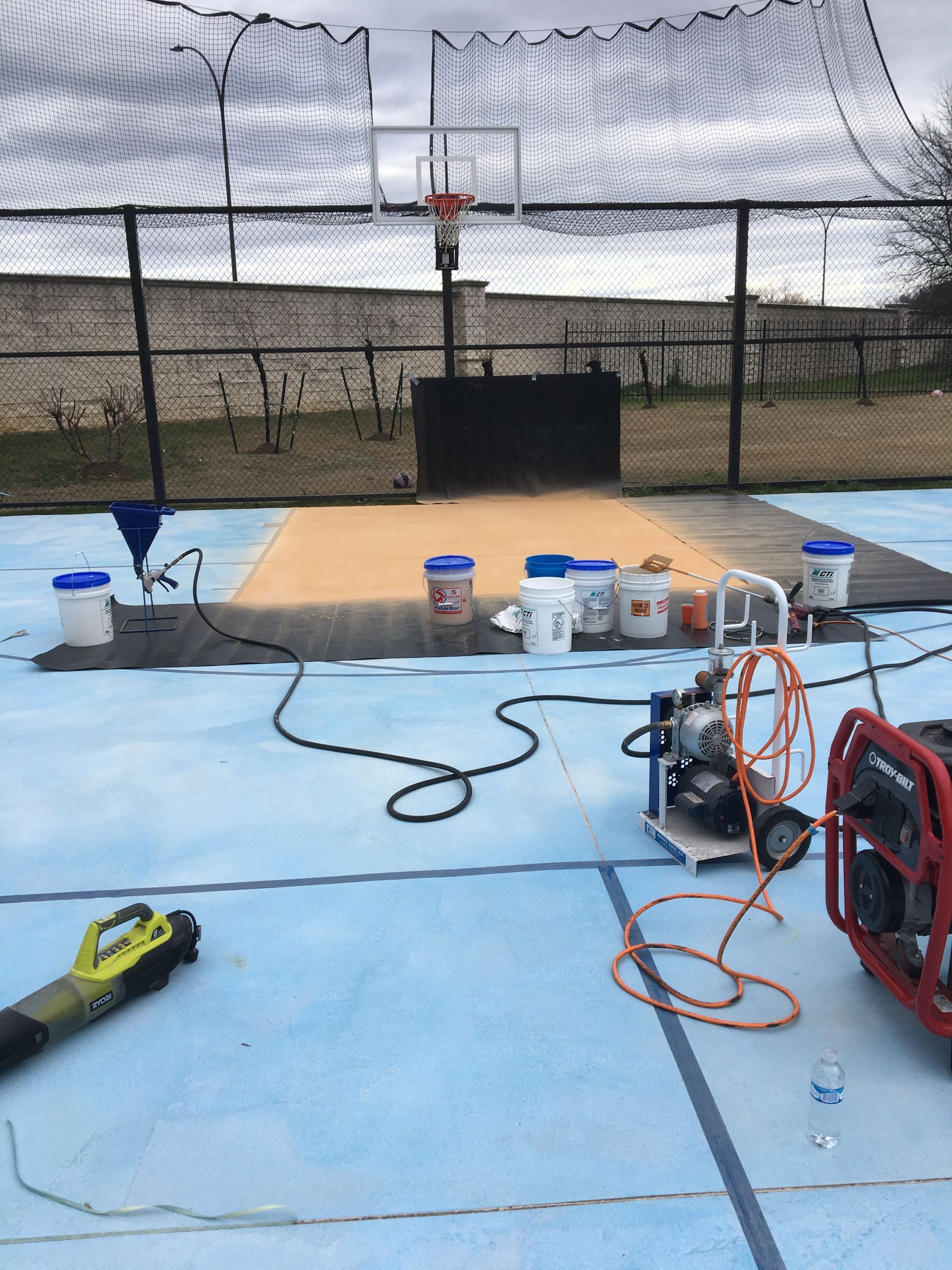 Basketball court before restoration