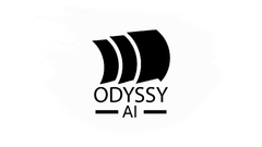 Odyssy AI Inc. Black logo of three stylized sails over