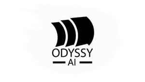 Odyssy AI Inc. Black logo of three stylized sails over