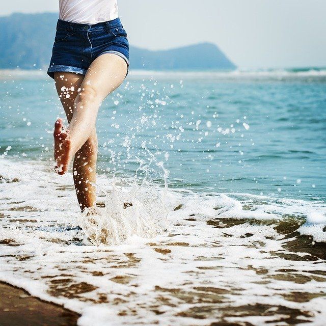 playing on sea side