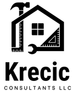 Krecic Consultants LLC logo with a house outline, hammer, wrench, and ruler above the company name