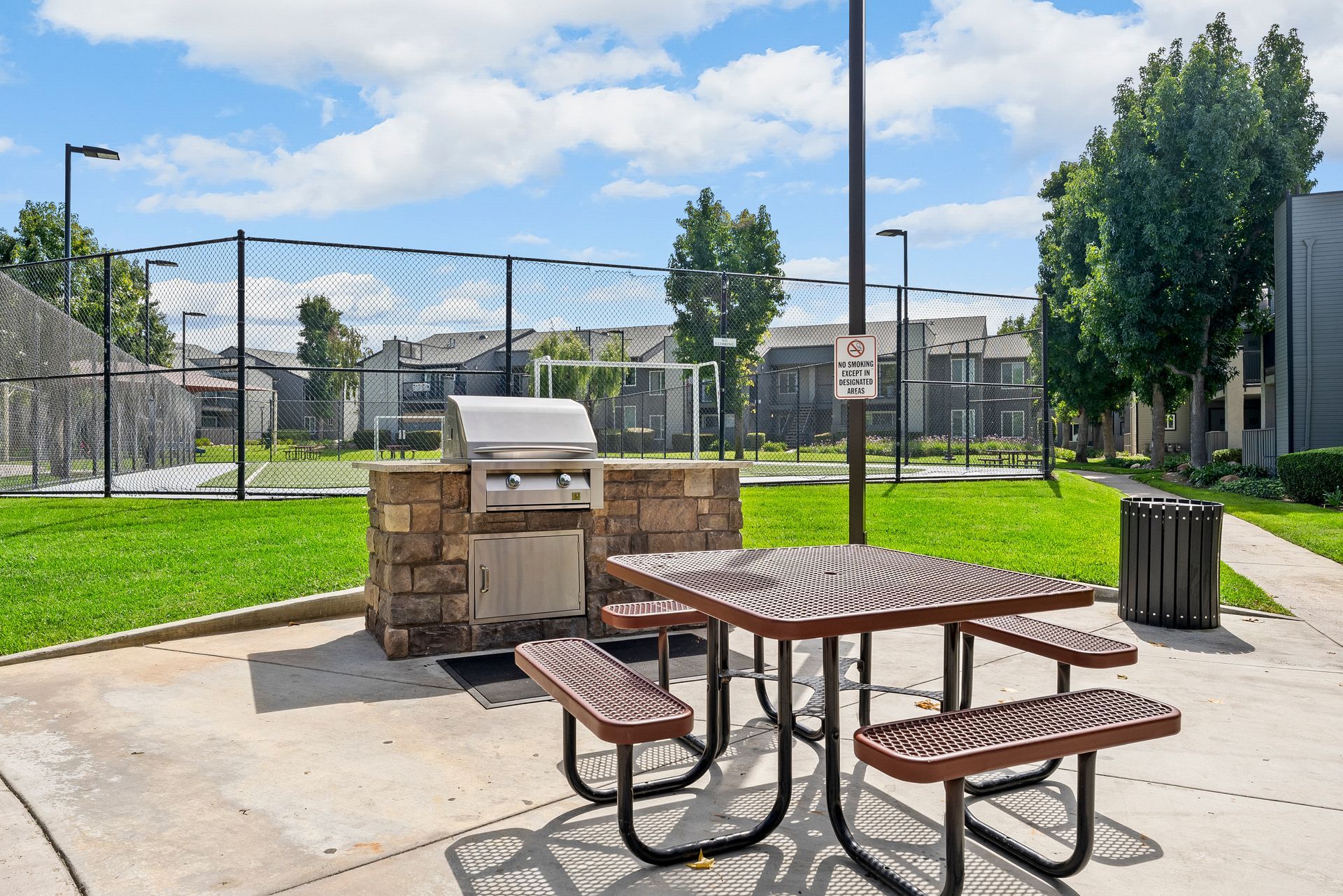 The James grill and picnic table