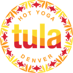 A logo for a hot yoga studio in denver