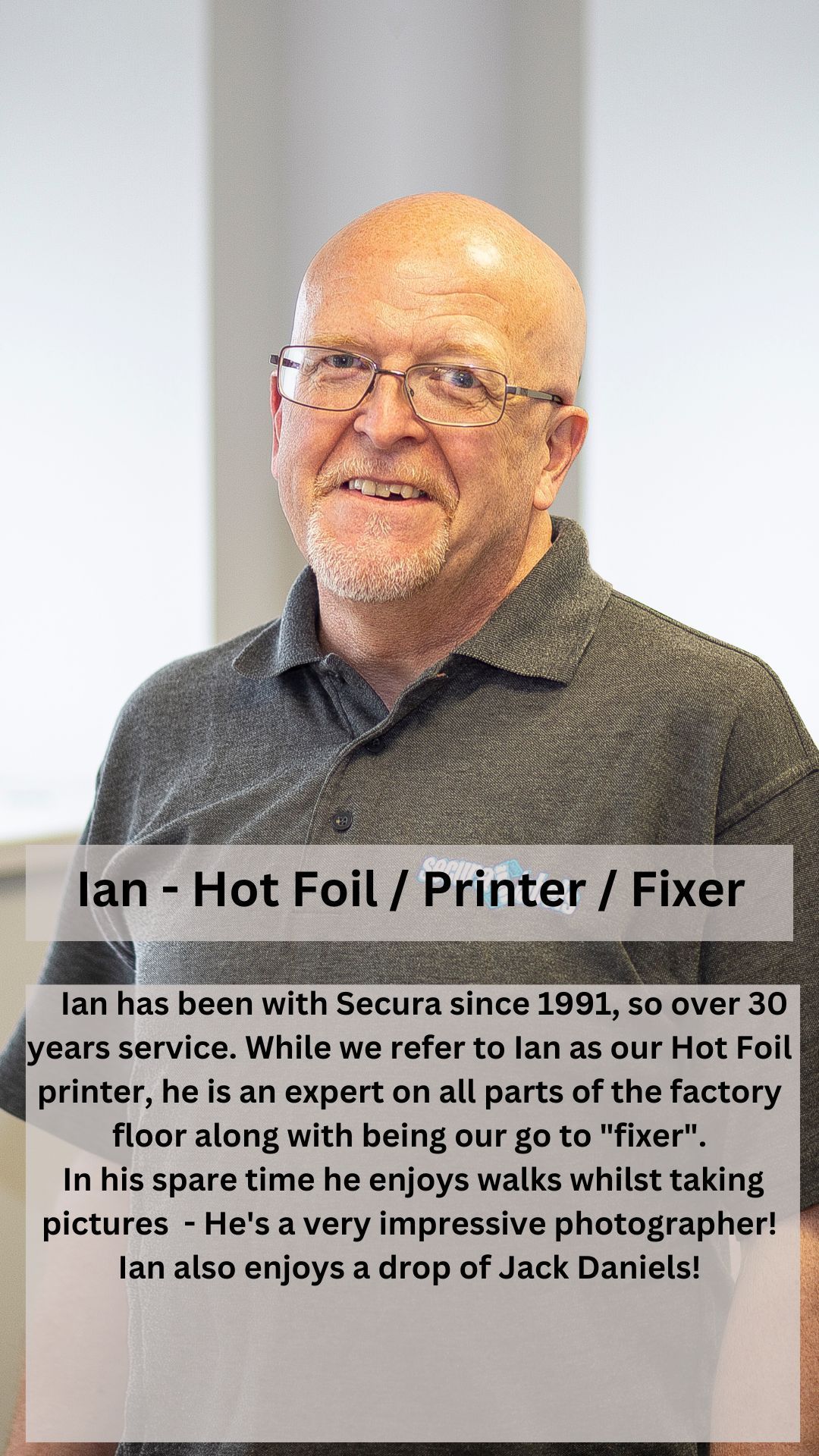 Ian. Hot Foil / Printer / Fixer at Secura Labels