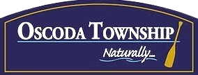 Oscoda Township logo in blue and gold with a lighthouse and the word “Naturally...”