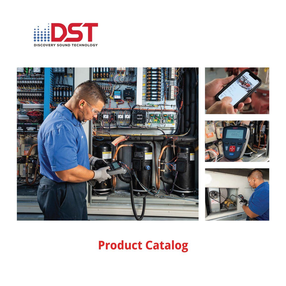 DST product catalog technician inspecting electronics -DST Ultrasonic Testing FAQs