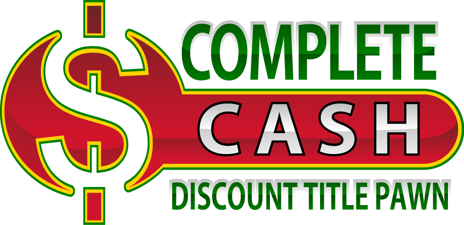 Logo for Complete Cash Discount Title Pawn in green, red, and gold on white background
