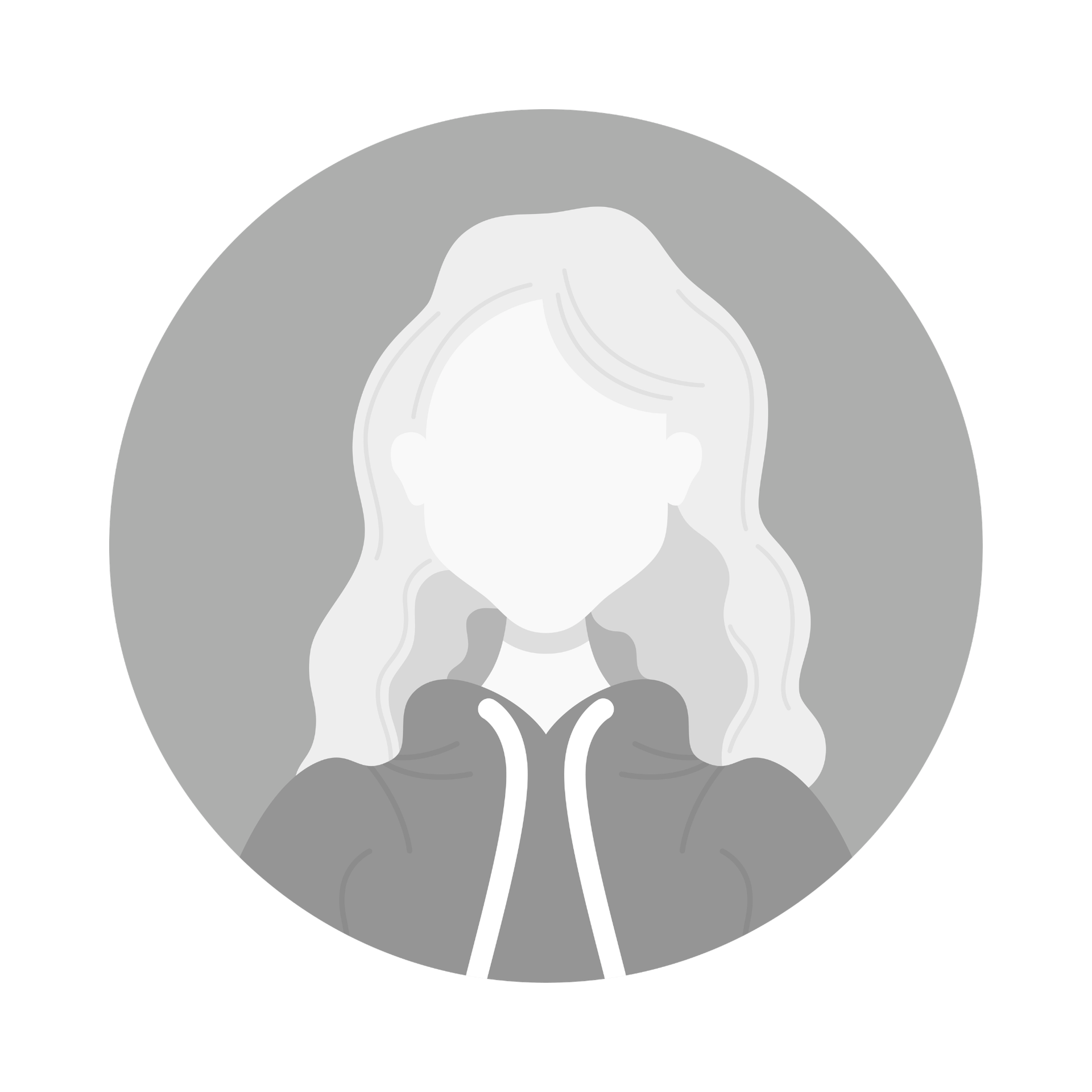 Generic gray profile avatar of a person with shoulder-length hair wearing a hoodie