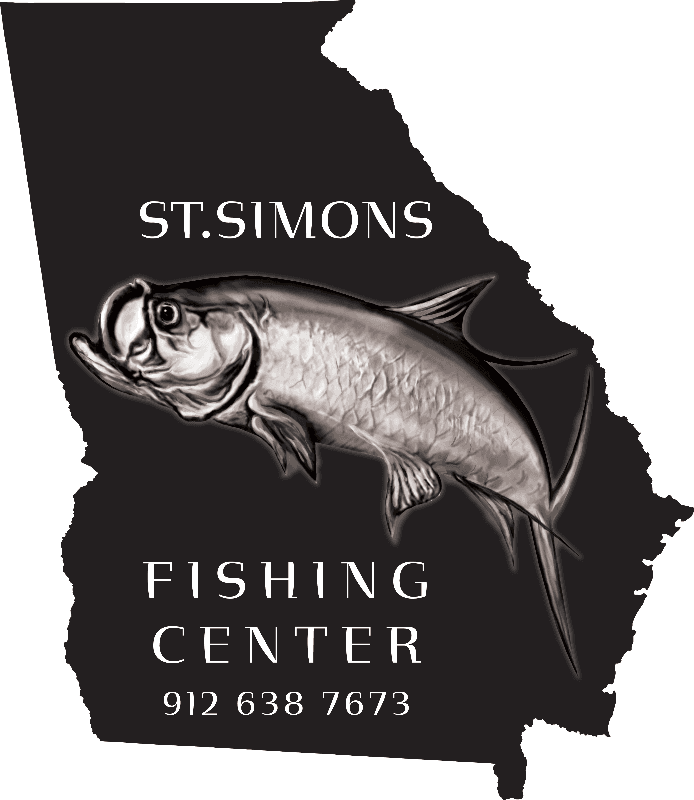 St. Simons Fishing Center logo: silver fish over Georgia outline, 