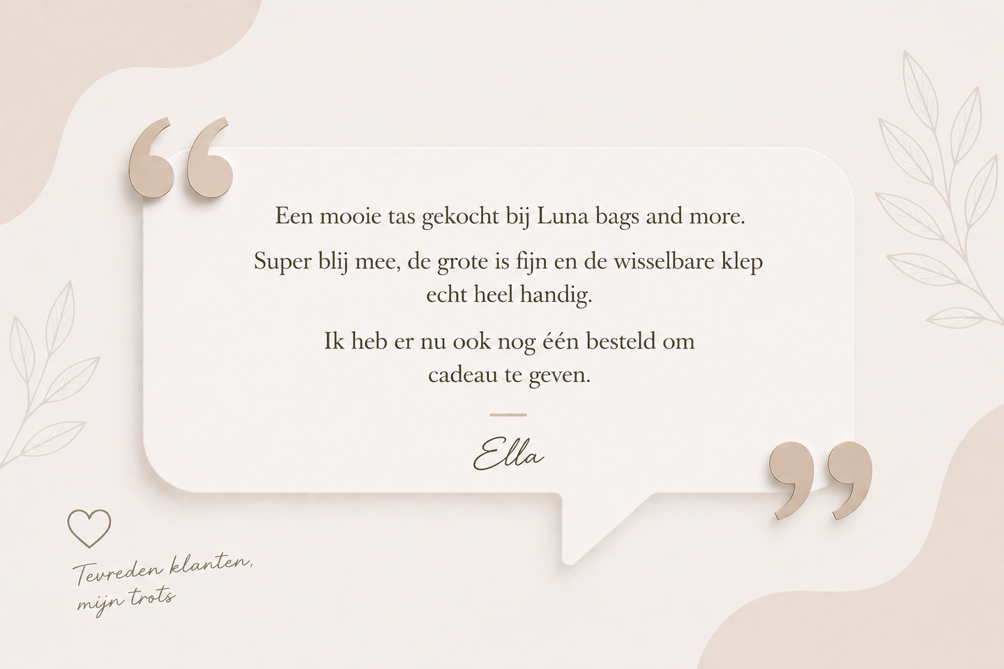 Beige trouwkaart met Nederlandse tekst en decoratieve aanhalingstekens