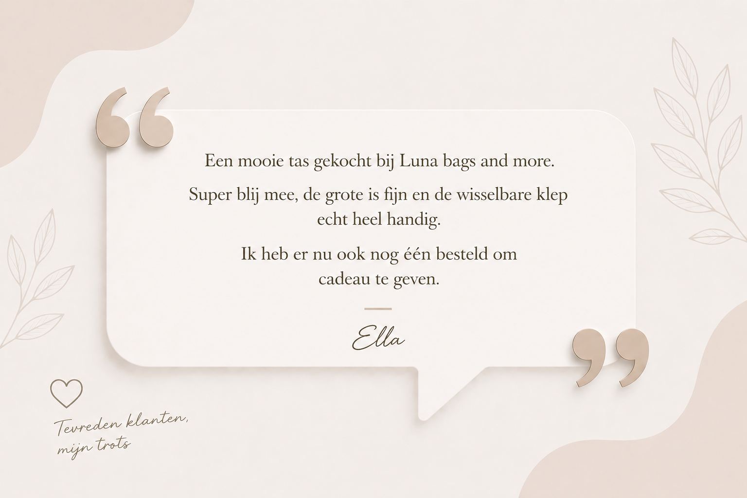 Beige trouwkaart met Nederlandse tekst en decoratieve aanhalingstekens