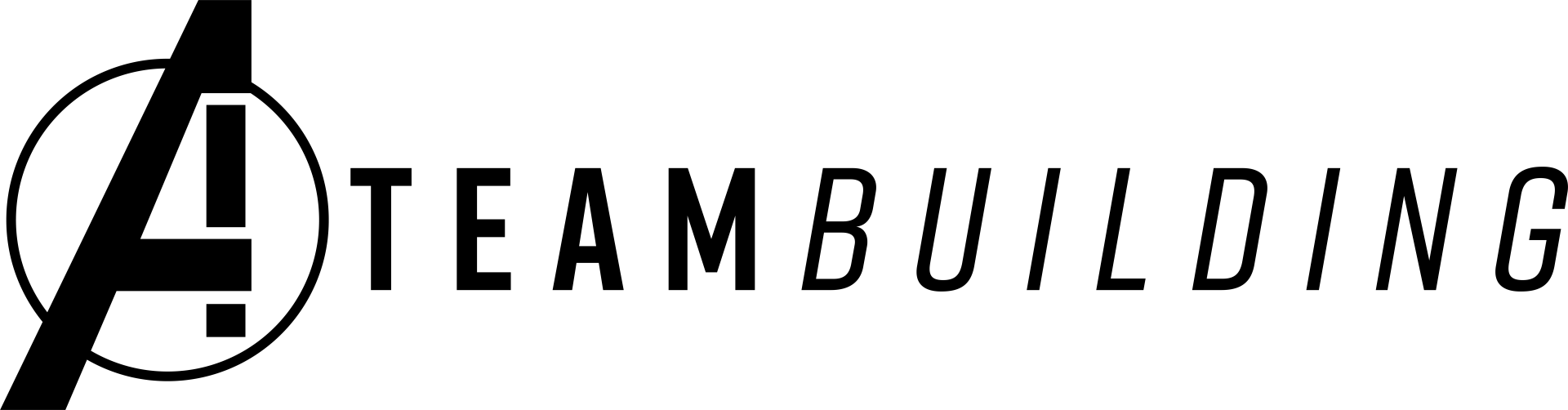 A black and white logo for A Team Building, Inc.