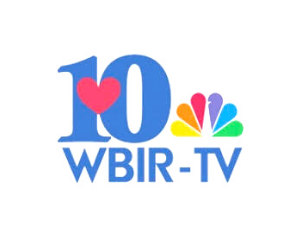 WBIR-TV 10 anniversary logo with blue “10,” heart, and NBC peacock