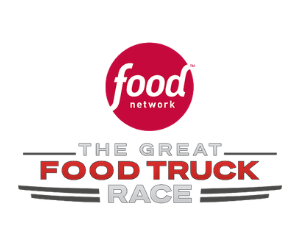 Food Network logo with “The Great Food Truck Race” title in red, gray, and black