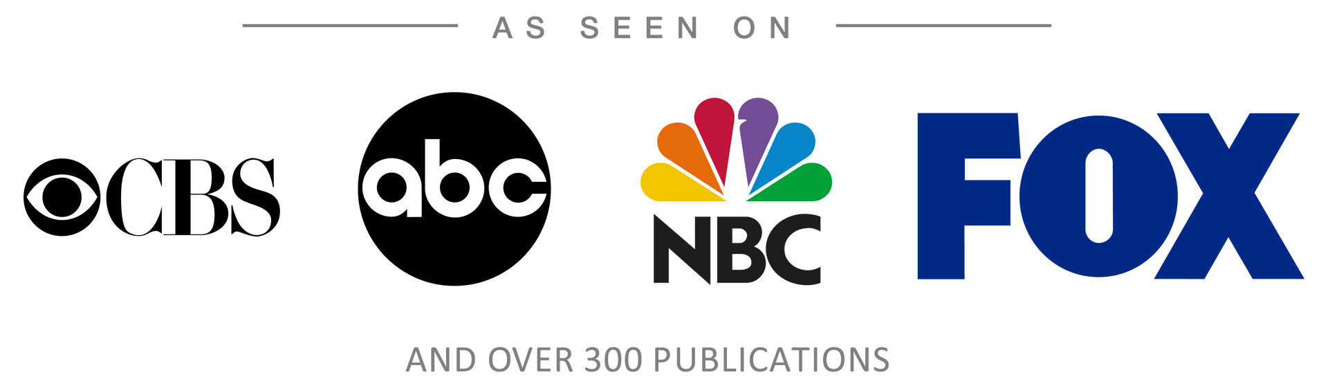The logos for cbs abc nbc and fox are shown on a white background.
