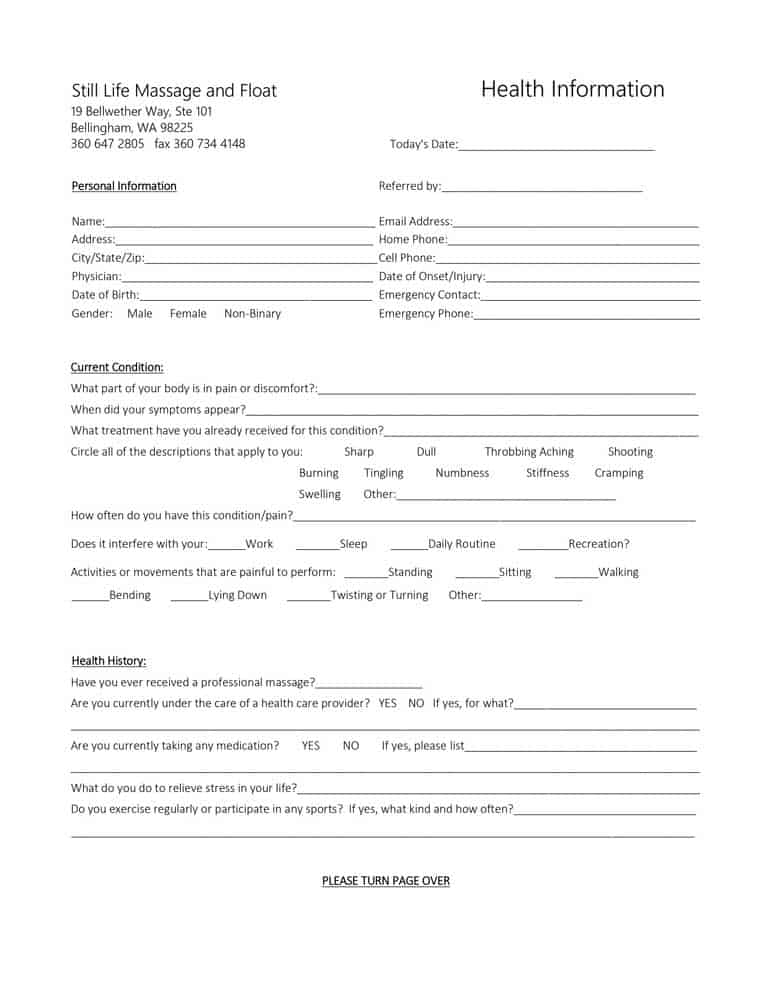 It is a health information form 