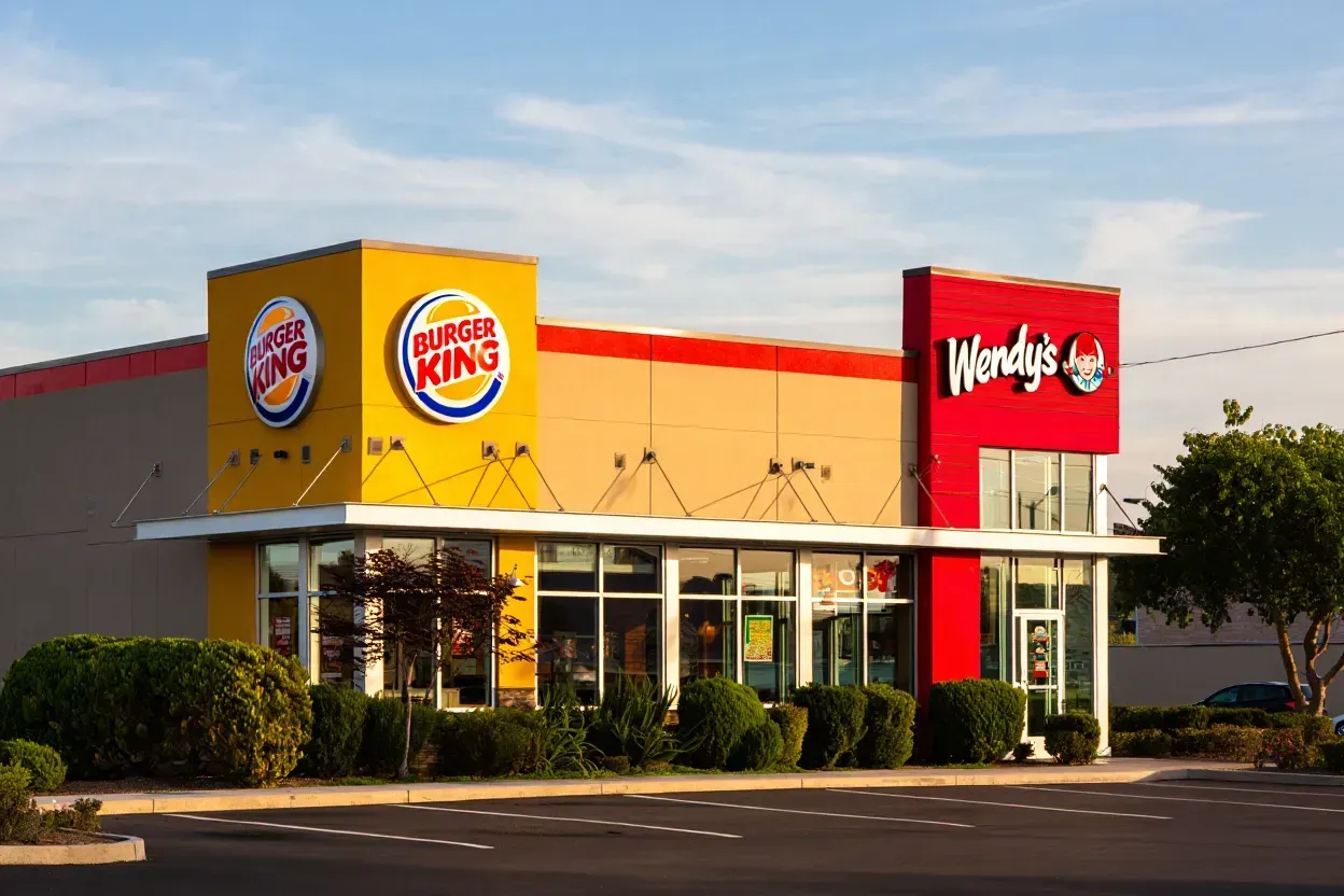 A flat, single-story retail building with a