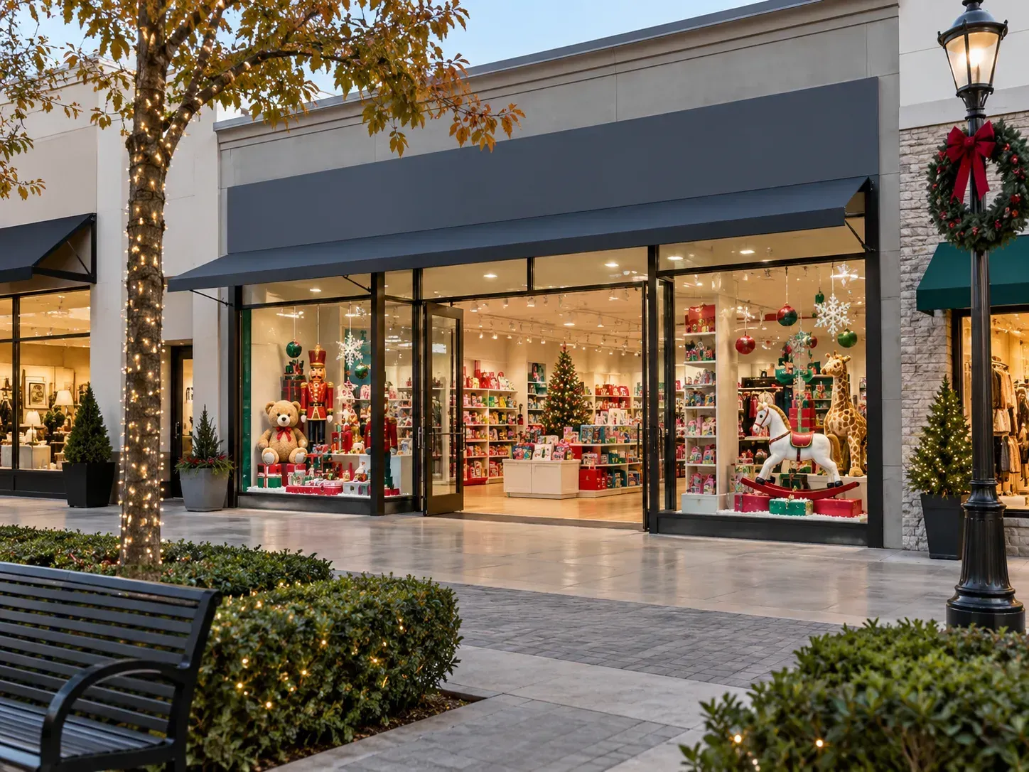 A flat, single-story retail building with a