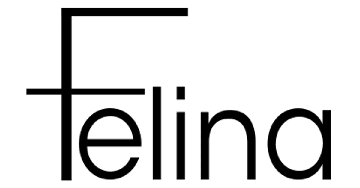 A black and white logo for felina on a white background.
