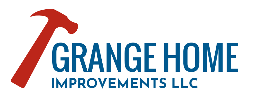 Grange Home Improvements LLC logo with a red hammer and blue text