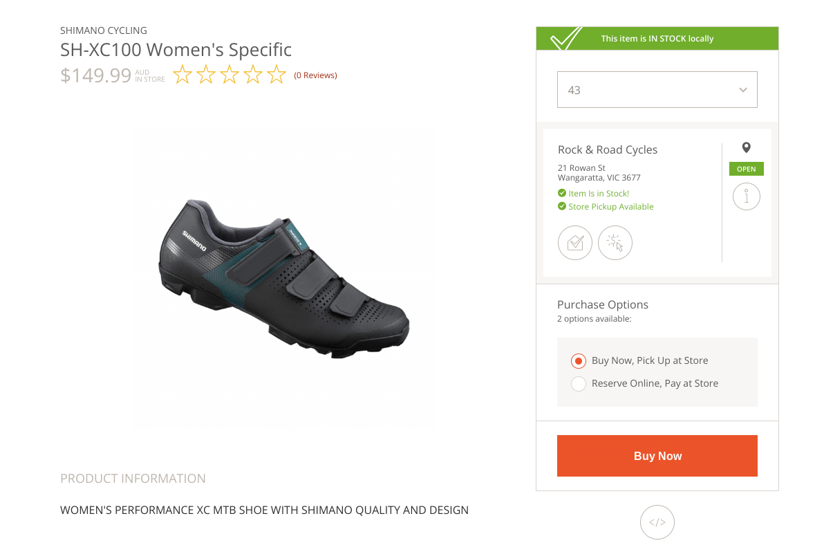 A picture of a pair of bicycle shoes on a website.