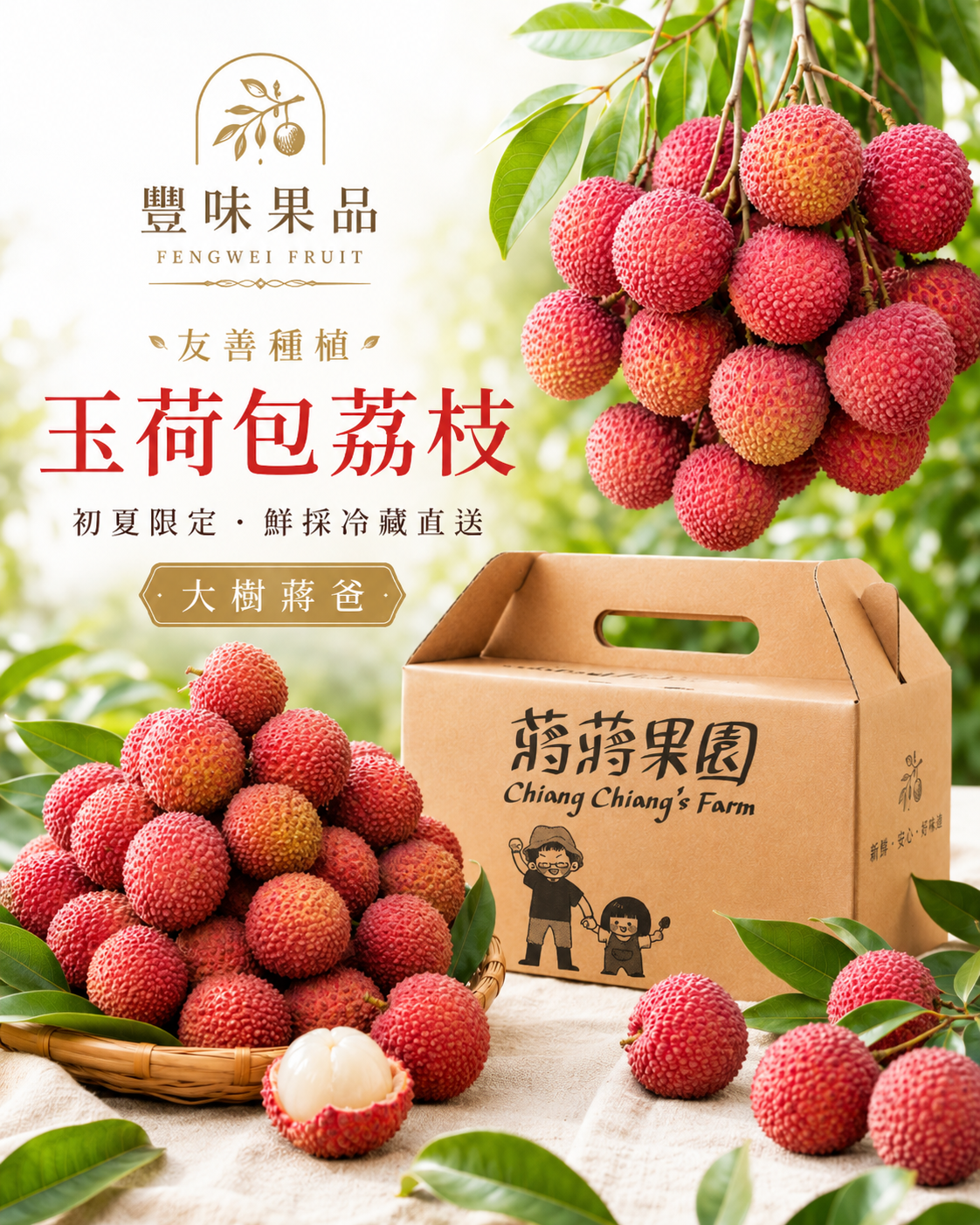 無農藥玉荷包荔枝\高雄大樹蔣蔣果園