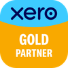 Xero Gold Partner badge on blue and orange background